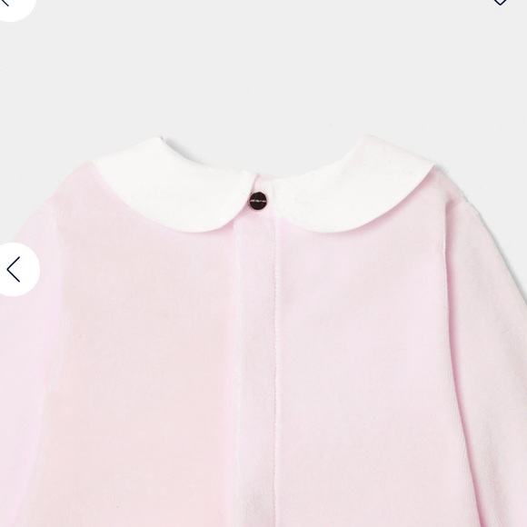 Jacadi Velvet Pink Footies Outfit with Scalloped Hem - Picture 5 of 9